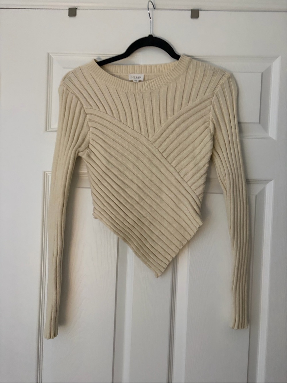 Selfie Leslie Cream Ribbed Point-Hem Sweater